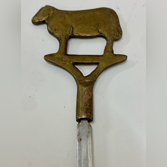 Mid Century Vintage (set of 3) Brass Figural Animal Finial Stainless Skewers - Picture 5 of 16